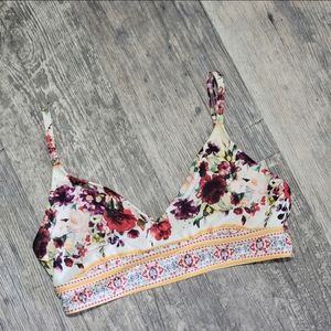 ANTONIO MELANI WHITE FLORAL BIKINI TOP